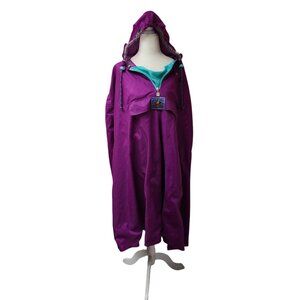 J Jeantex Sports Vintage 90s Purple Rain Coat Poncho Unisex Hooded Purple Retro